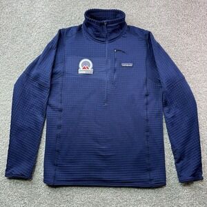 Patagonia 1/4 Zip Pullover R1 Pullover‎ Waffle Grid Polartec 40110 Navy Men's S